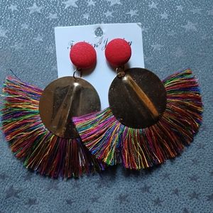 Gold with rainbow 🌈 tassels earrings